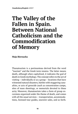 The Valley of the Fallen in Spain. Between National Catholicism and the Commodification of Memory
