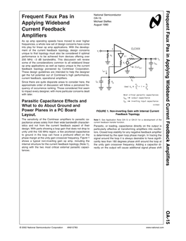 OA-15 Frequent Faux Pas in Applying Wideband Current Feedback Amplifiers