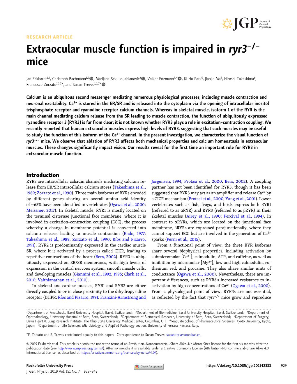 Extraocular Muscle Function Is Impaired in Ryr3−/− Mice