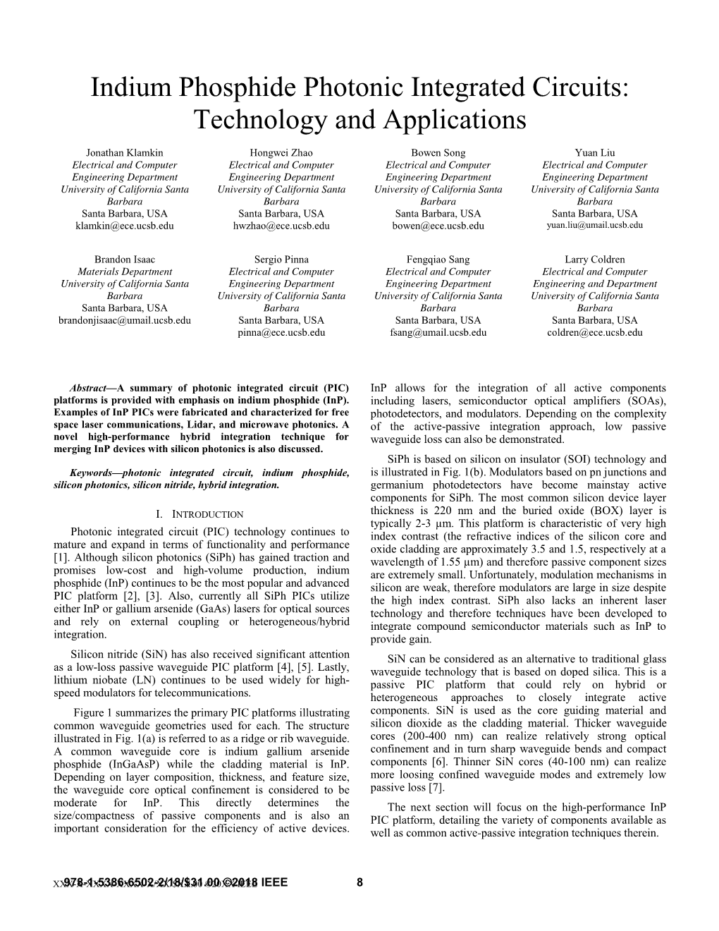 Indium Phosphide Photonic Integrated Circuits: Technology And