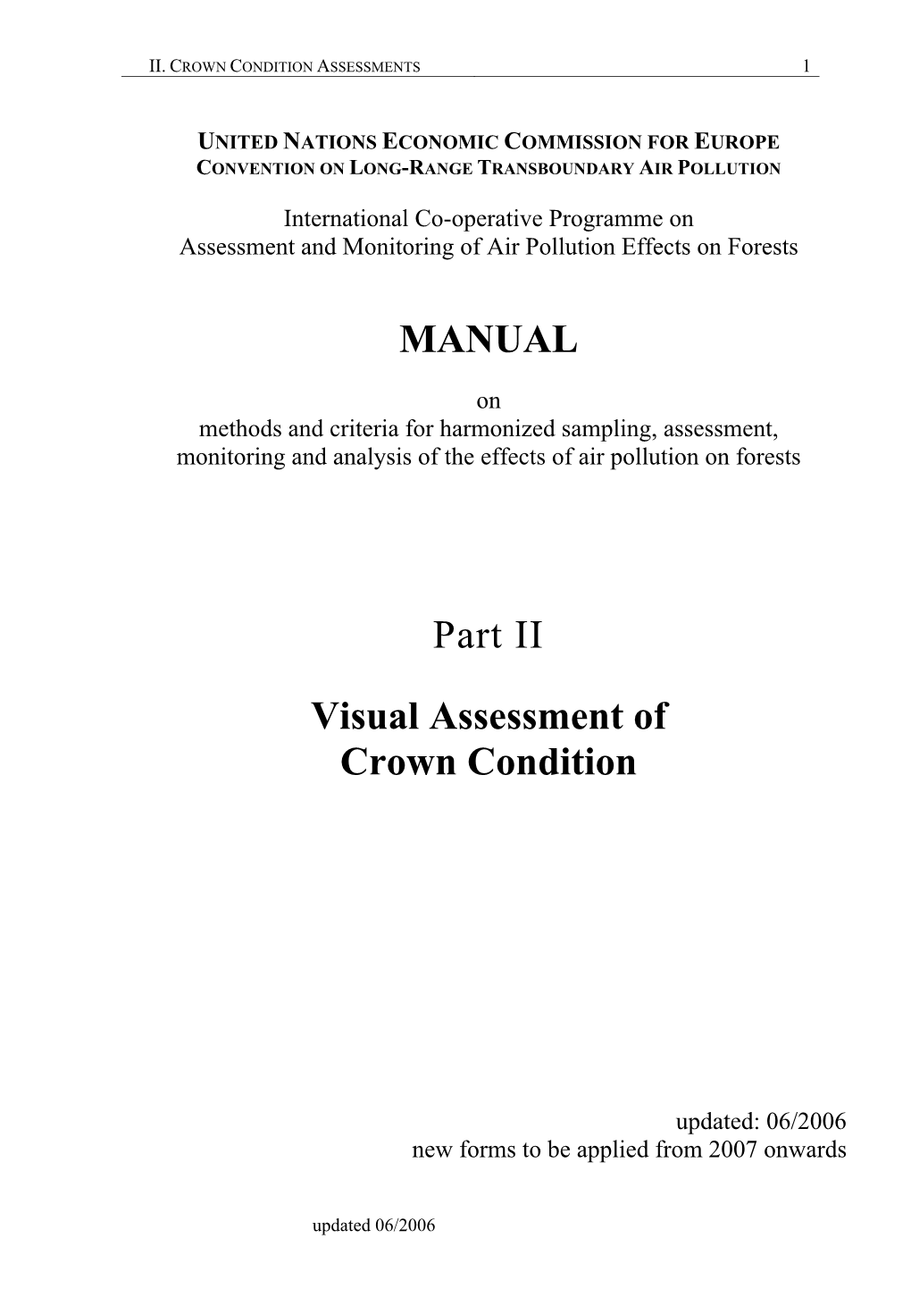 MANUAL Part II Visual Assessment of Crown Condition