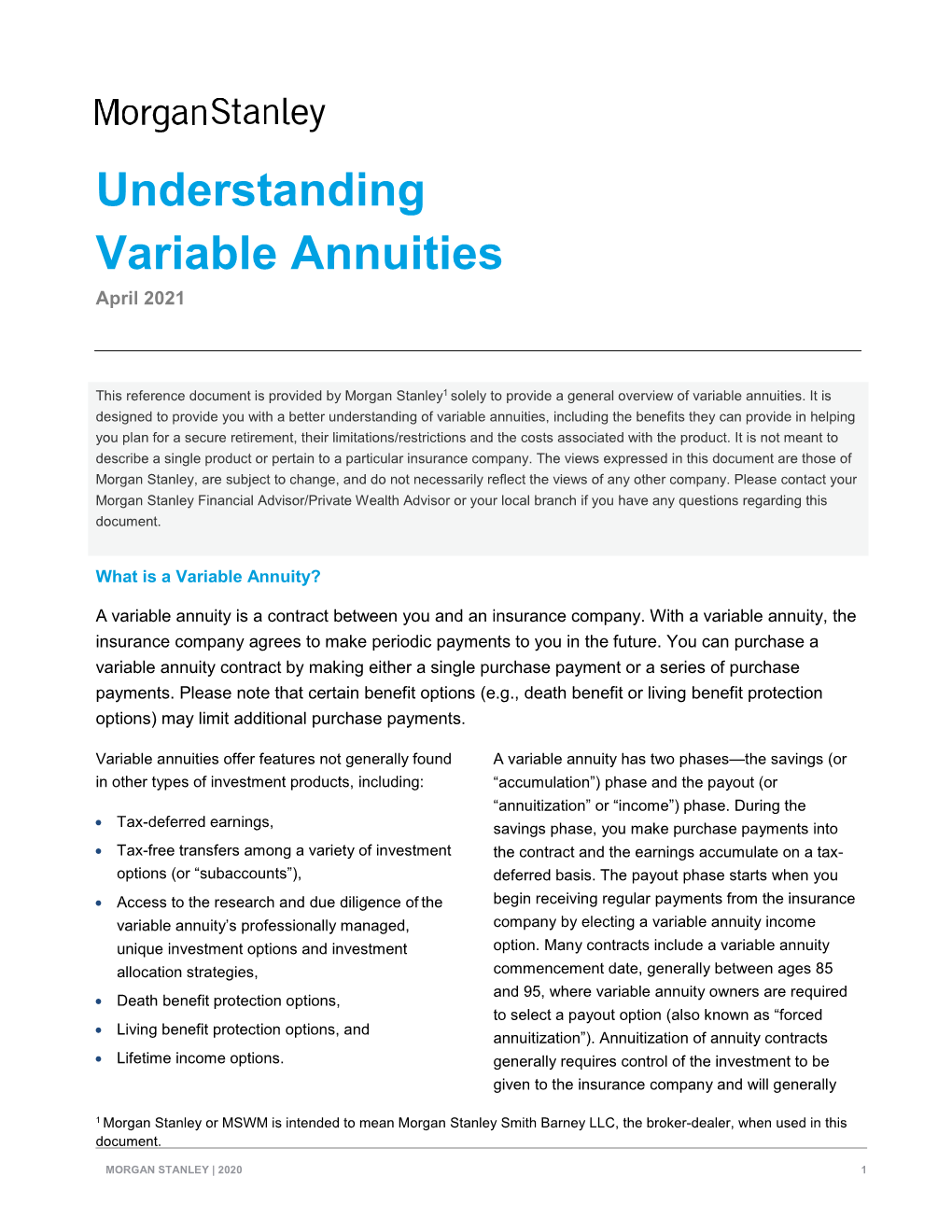 Understanding Variable Annuities April 2021