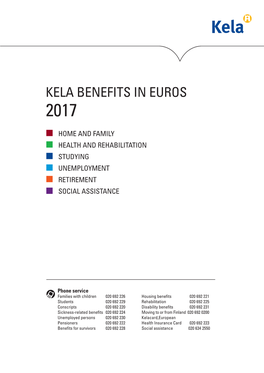 Kela Benefits in Euros 2017