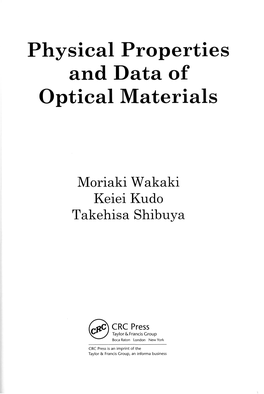 Physical Properties and Data of Optical Materials