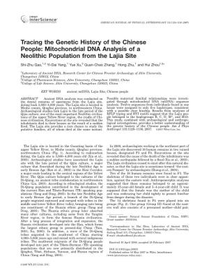 Mitochondrial DNA Analysis of a Neolithic Population from the Lajia Site
