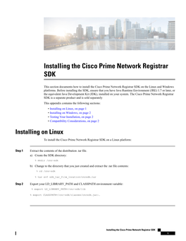 Installing the Cisco Prime Network Registrar SDK