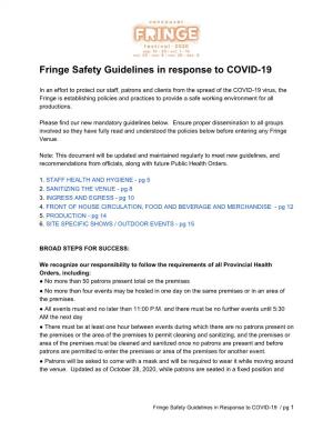 Fringe Safety Guidelines in Response to COVID-19