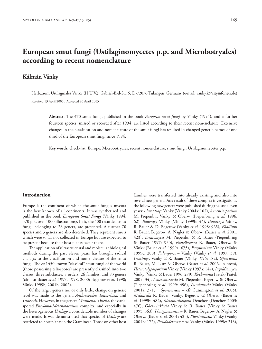 European Smut Fungi (Ustilaginomycetes P.P