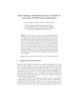 From Language Documentation Data to LLOD: a Case Study in Turkic Lemon Dictionaries