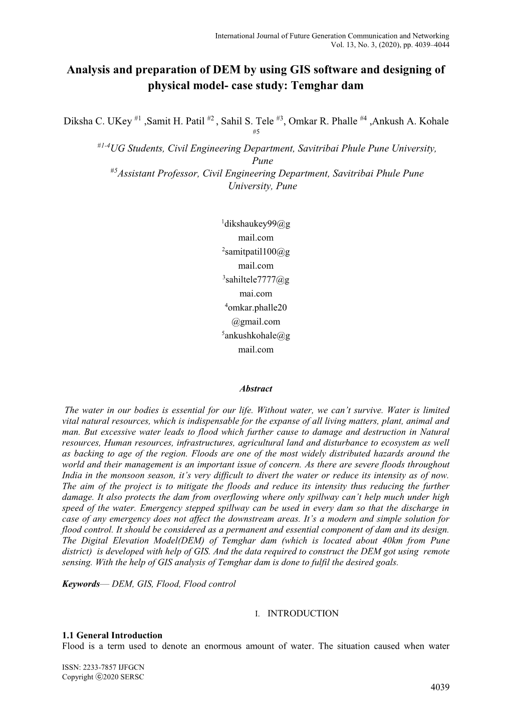 Analysis and Preparation of DEM by Using GIS Software and Designing of Physical Model- Case Study: Temghar Dam