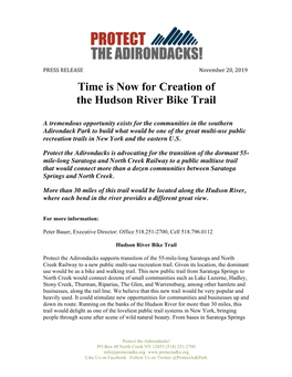 Time Is Now for Creation of the Hudson River Bike Trail