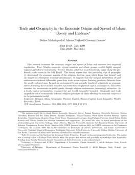 Trade and Geography in the Economic Origins and Spread of Islam: Theory and Evidence∗