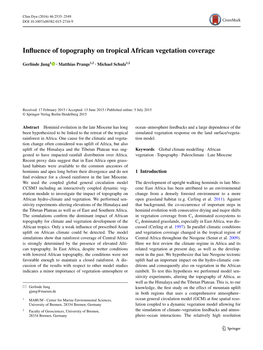 Influence of Topography on Tropical African Vegetation Coverage