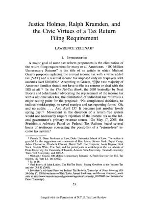 Justice Holmes, Ralph Kramden, and the Civic Virtues of a Tax Return Filing Requirement
