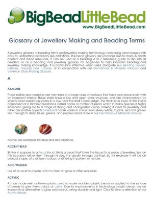 Glossary of Jewellery Making and Beading Terms