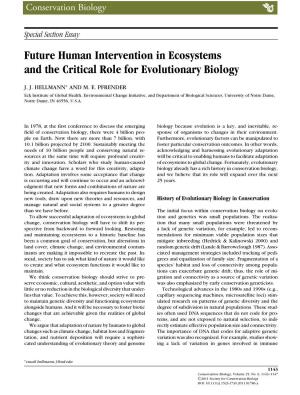 Future Human Intervention in Ecosystems and the Critical Role for Evolutionary Biology