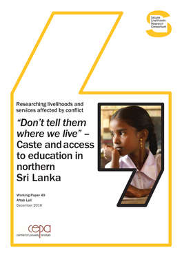 Caste and Access to Education in Northern Sri Lanka