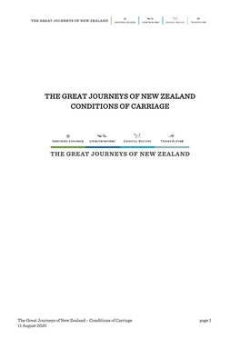 The Great Journeys of New Zealand Conditions of Carriage