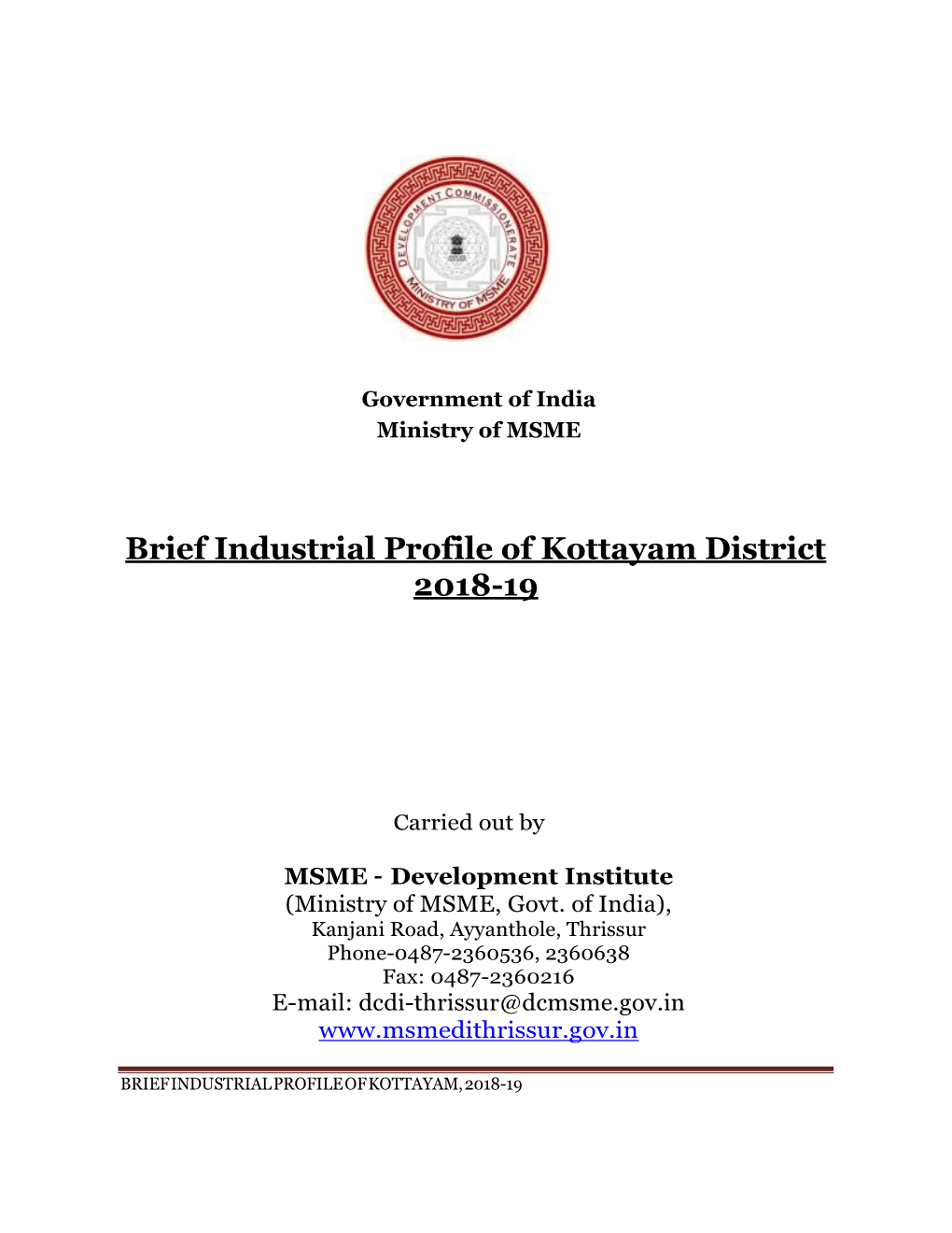 Industrial Profile- Kottayam District 2018-19