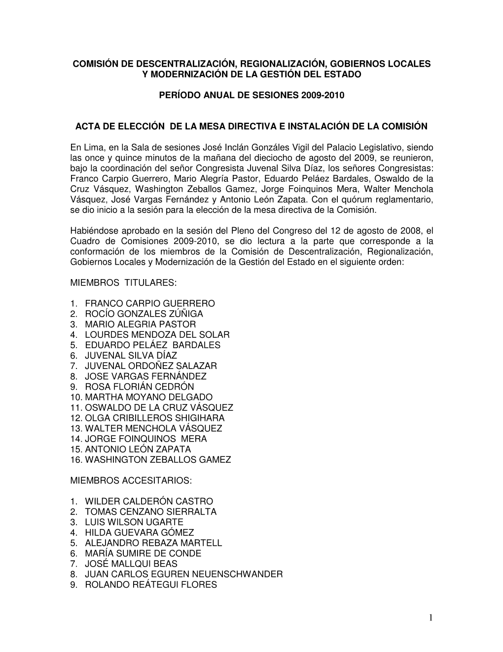 Comisión De Descentralización, Regionalización, Gobiernos Locales Y Modernización De La Gestión Del Estado