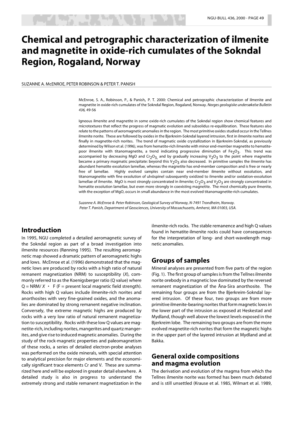 Chemical and Petrographic Characterization of Ilmenite and Magnetite in Oxide-Rich Cumulates of the Sokndal Region, Rogaland, Norway