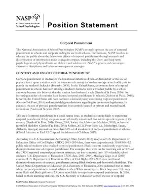 Corporal Punishment (NASP Position Statement)