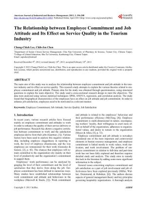 The Relationship Between Employee Commitment and Job Attitude and Its Effect on Service Quality in the Tourism Industry
