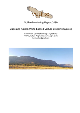 Vulpro Monitoring Report 2020 Cape and African White-Backed Vulture