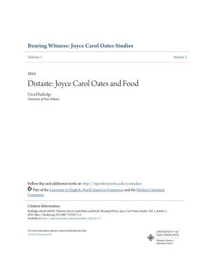 Joyce Carol Oates and Food David Rutledge University of New Orleans