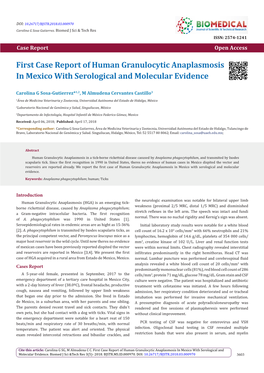 First Case Report of Human Granulocytic Anaplasmosis in Mexico with Serological and Molecular Evidence
