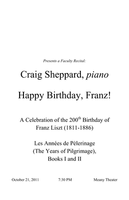Craig Sheppard, Piano Happy Birthday, Franz!