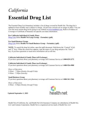 California Essential Drug List