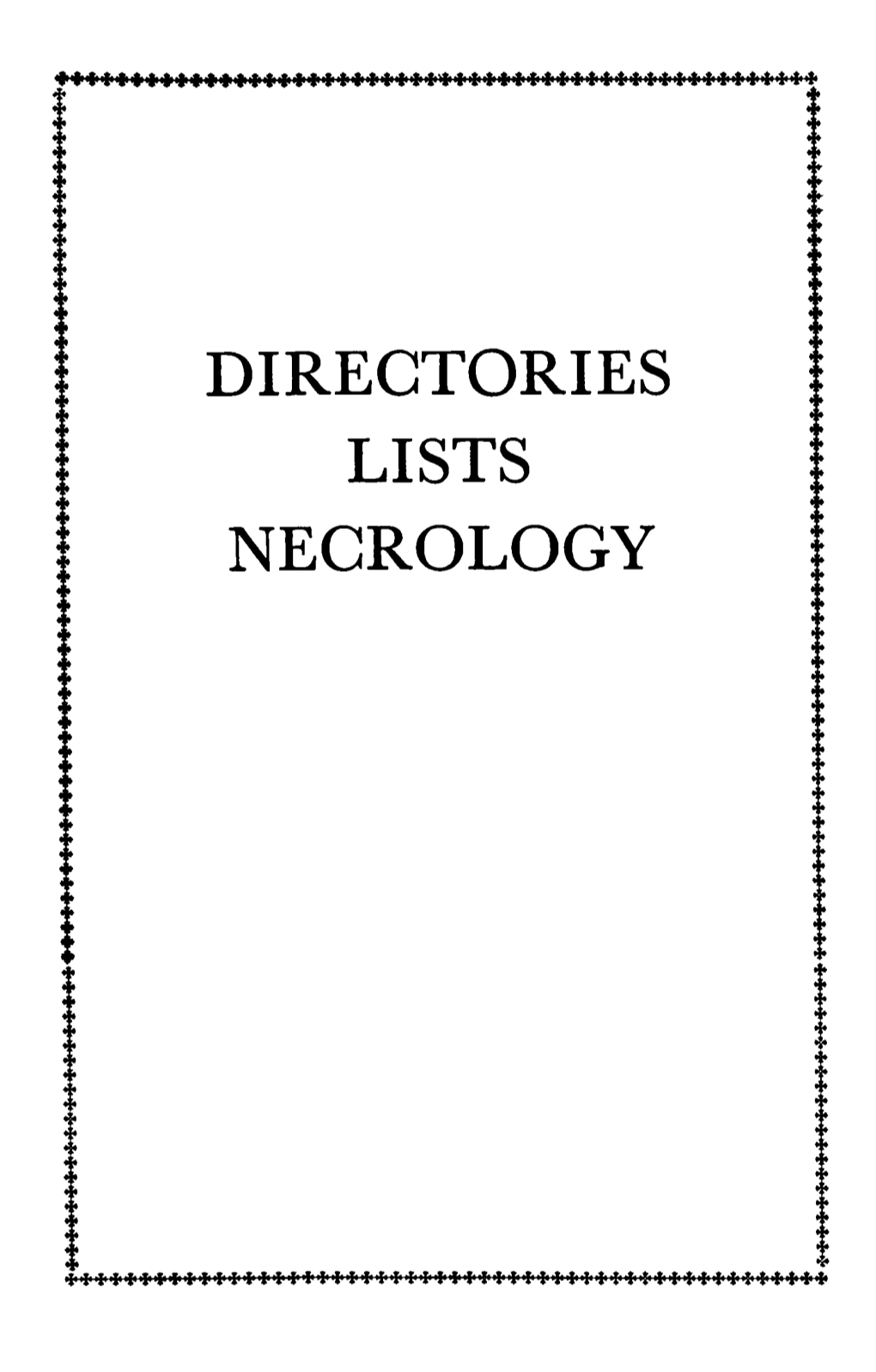Directories Lists Necrology