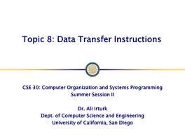 Topic 8: Data Transfer Instructions