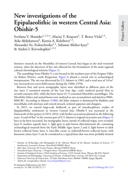 New Investigations of the Epipalaeolithic in Western Central