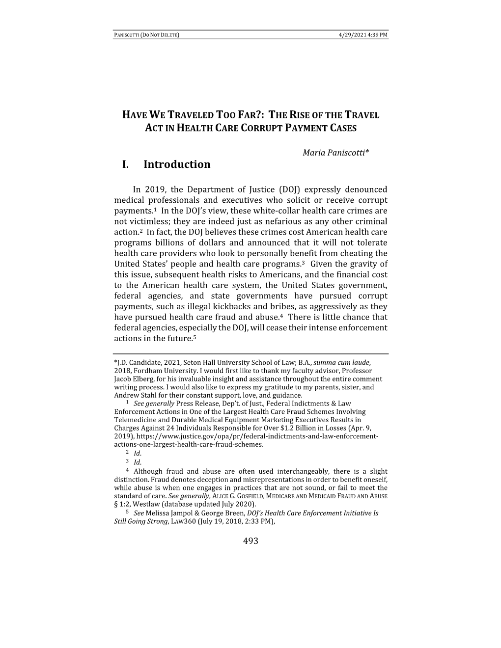 Have We Traveled Too Far?: the Rise of the Travel Act in Health Care Corrupt Payment Cases