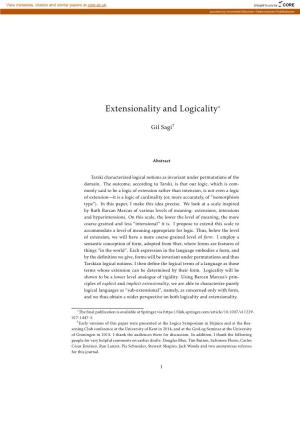 Extensionality and Logicality*