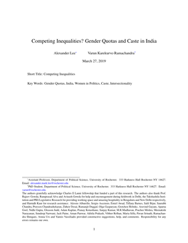 Gender Quotas and Caste in India