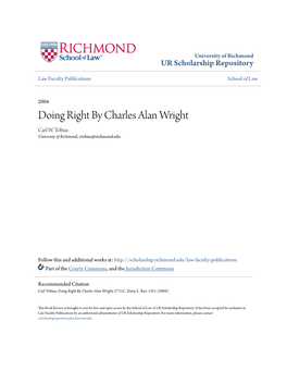 Doing Right by Charles Alan Wright Carl W