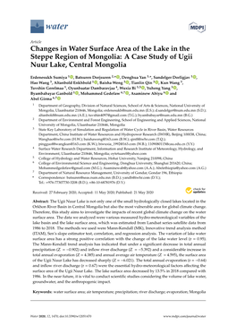 Changes in Water Surface Area of the Lake in the Steppe Region of Mongolia: a Case Study of Ugii Nuur Lake, Central Mongolia