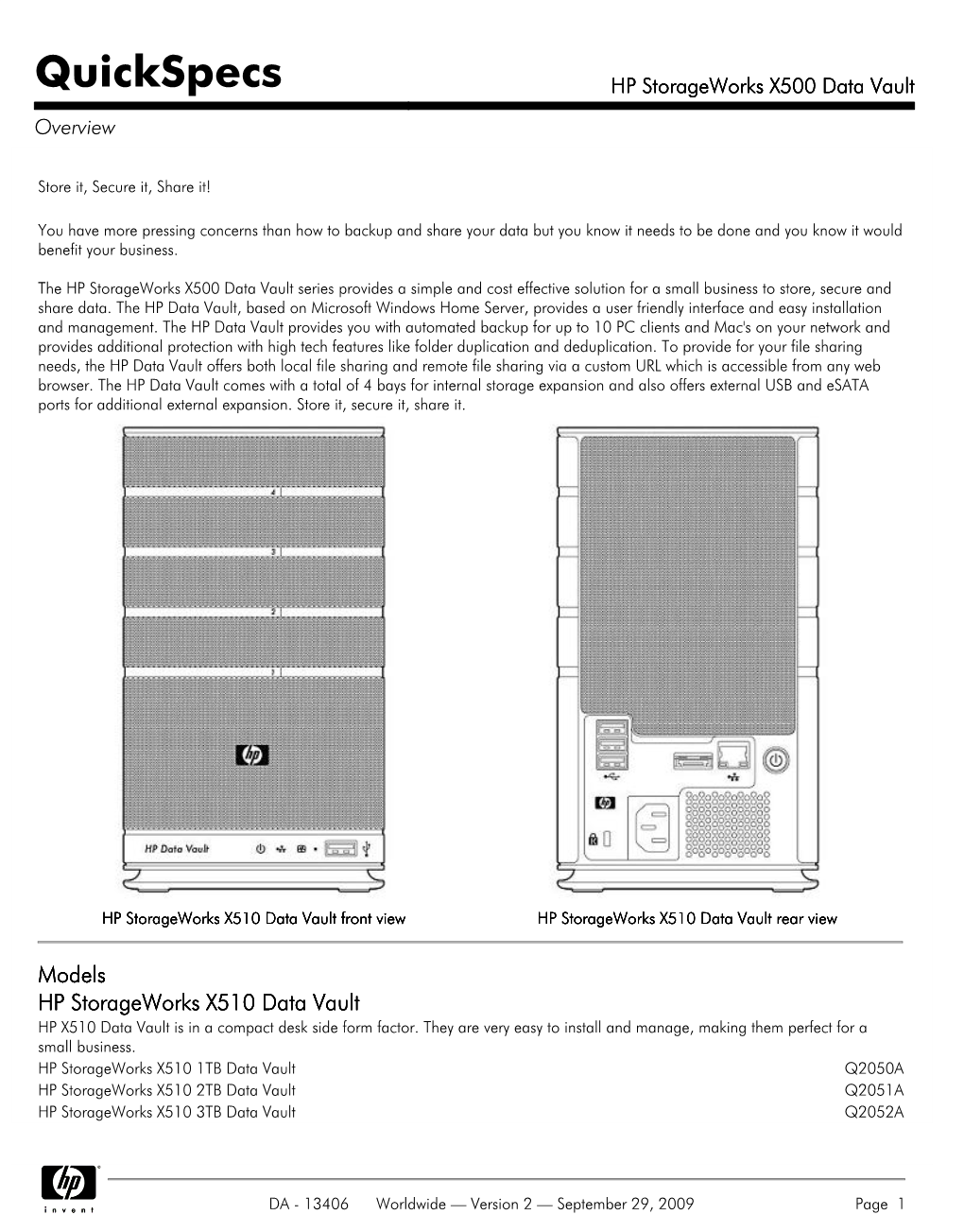 HP Storageworks X500 Data Vault Overview