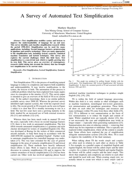 A Survey of Automated Text Simplification