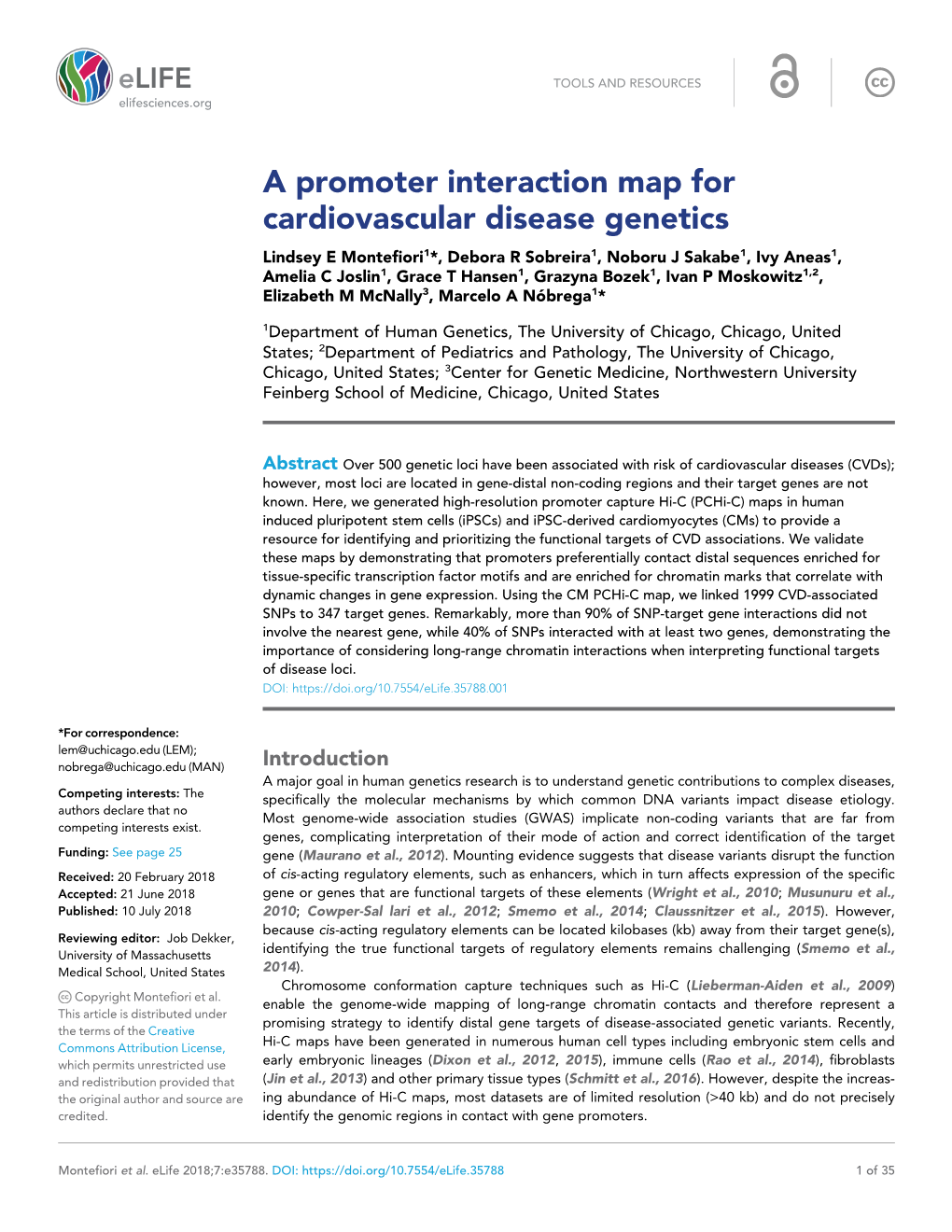 A Promoter Interaction Map for Cardiovascular Disease Genetics