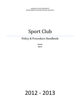 Sport Club Policy & Procedure Handbook