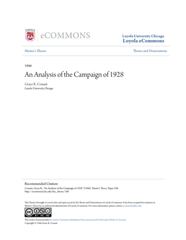 An Analysis of the Campaign of 1928 Grace R