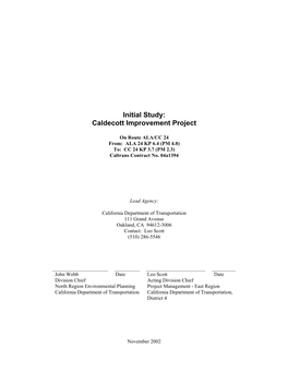 Initial Study: Caldecott Improvement Project