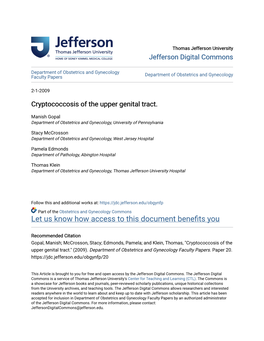 Cryptococcosis of the Upper Genital Tract