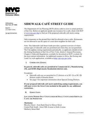 Sidewalk Café Street Guide
