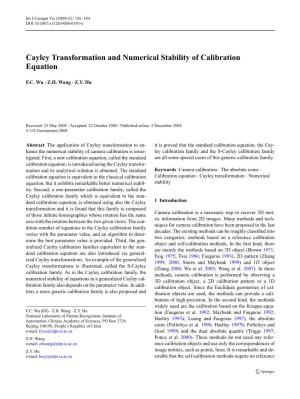 Cayley Transformation and Numerical Stability of Calibration Equation