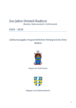 Jubiläumsausgabe 200 Jahre Nadörst Von Ute Gerdes